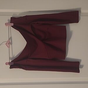 Shoulderless 3/4 Sleeve Burgundy Top Forever 21